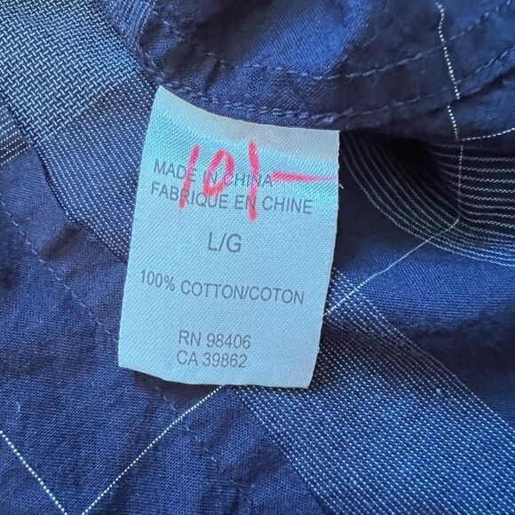 Theory Kyson Shirt Men's Size L Navy Blue Plaid Button Up Long Sleeve - Picture 8 of 8